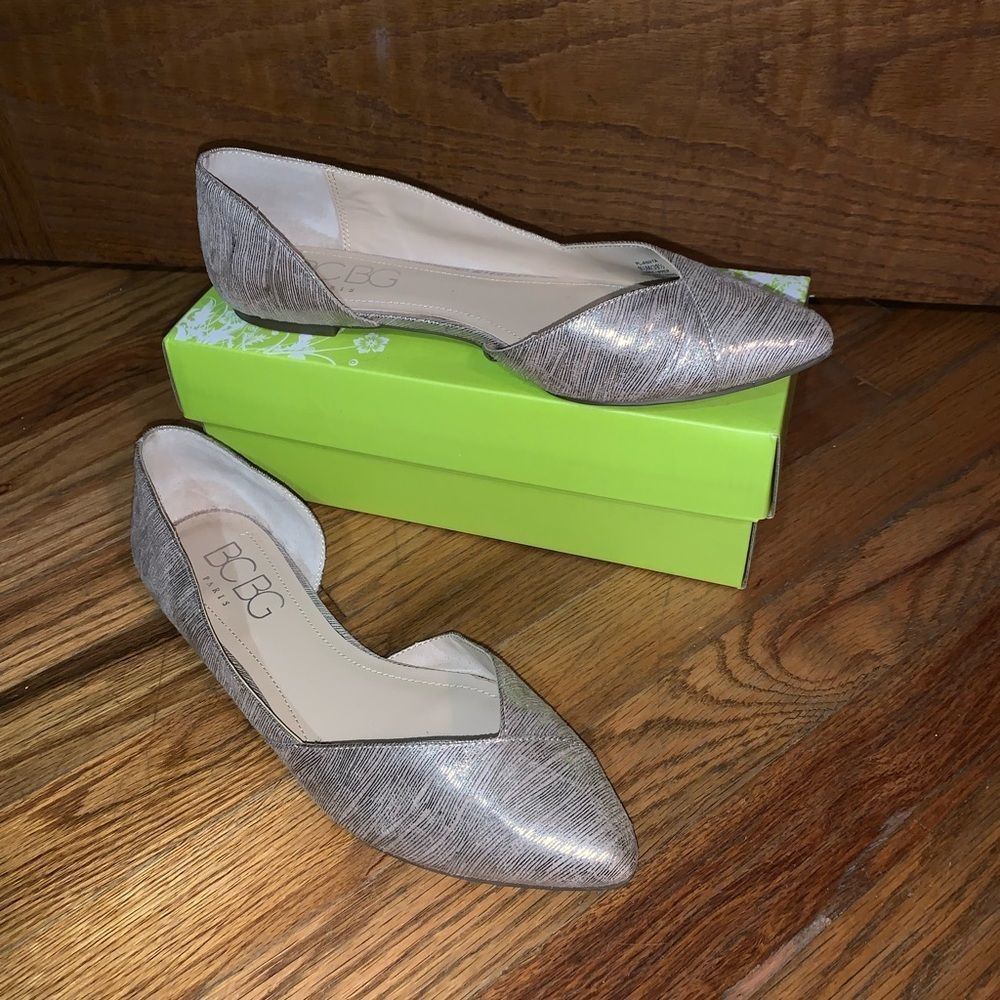 BCBG Paris Metallic D’Orsay Flats Sz 9.5 - Picture 7 of 8